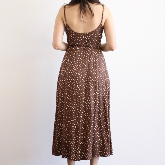 Ali Golden Brown Polka Dot Wrap Tank Dress XS - Picture 3 of 12